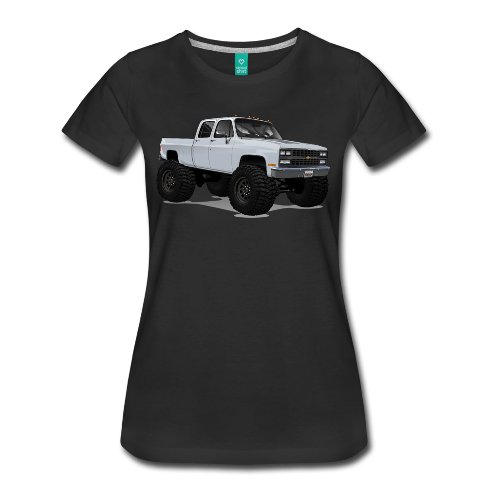 White Chevrolet 4x4 Crew Cab Pickup Truck Women’s Premium T-Shirt - black