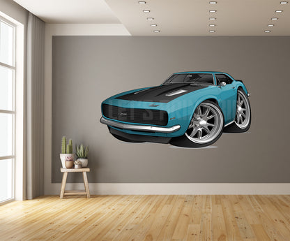 Car Art 1st Generation Teal Camaro RS Hot Rod Cartoon Wall Decal