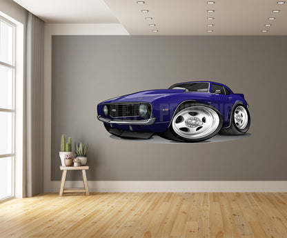 Car Art 1st Generation Camaro SS Deep Blue Hot Rod Cartoon Wall Decal
