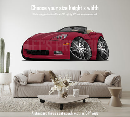 2006 Corvette Convertible Car Art Hot Rod Cartoon Wall Decal