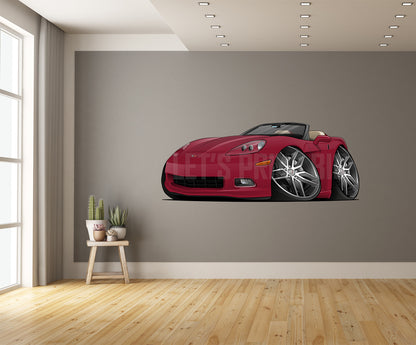 2006 Corvette Convertible Car Art Hot Rod Cartoon Wall Decal