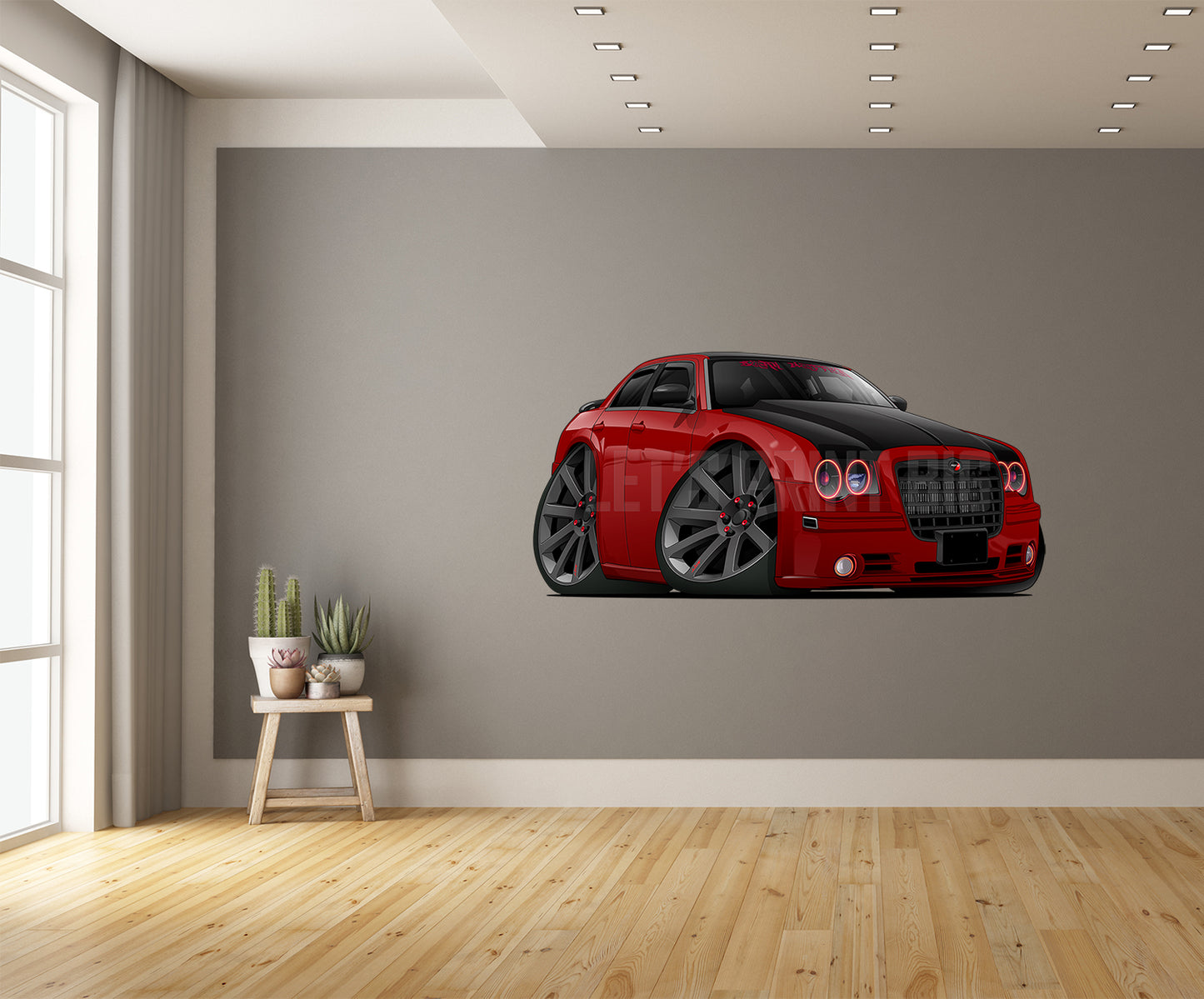 Red Black Cartoon Hot Rod Wall Decal Car Art