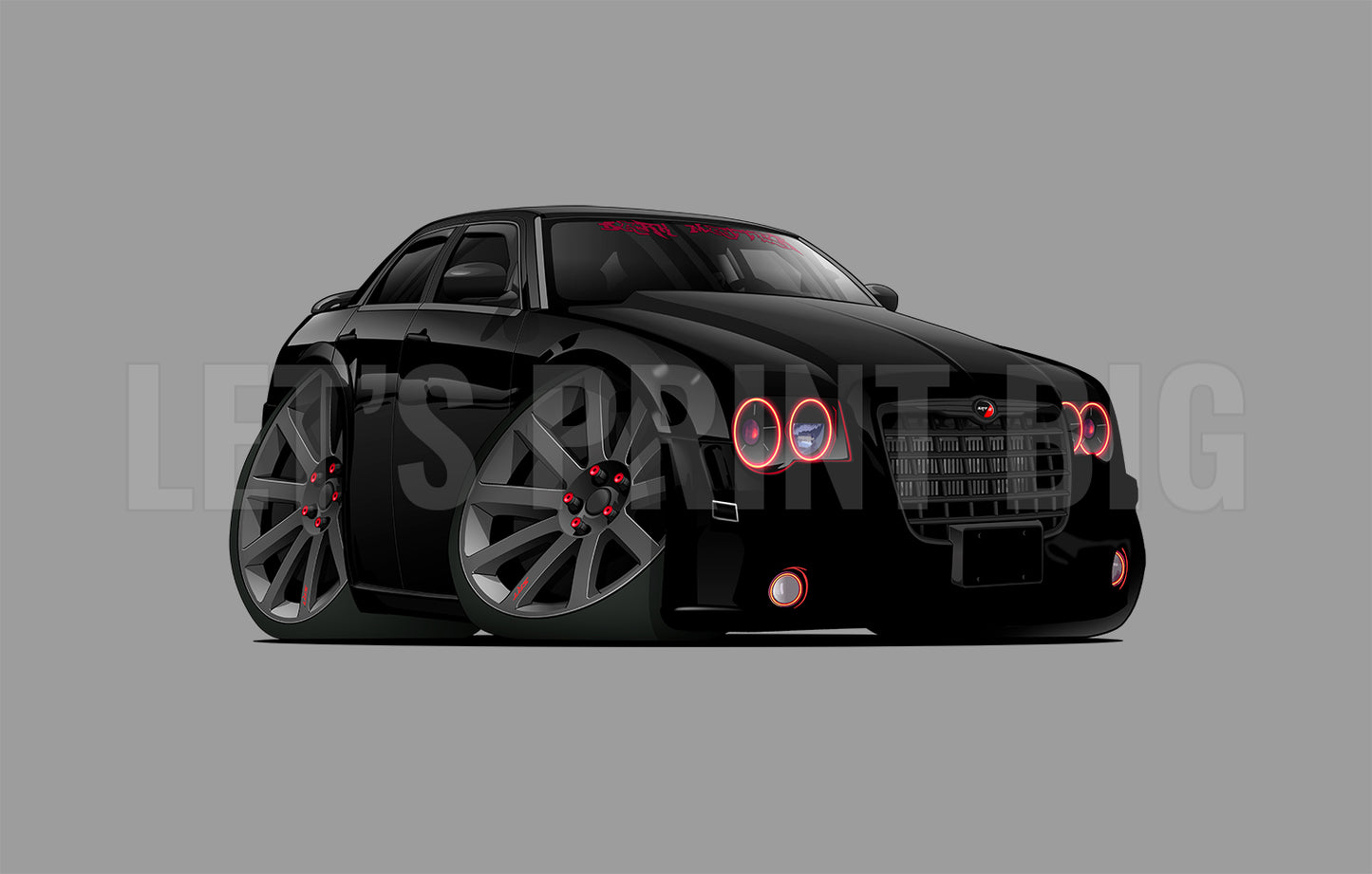 Red Black Cartoon Hot Rod Wall Decal Car Art