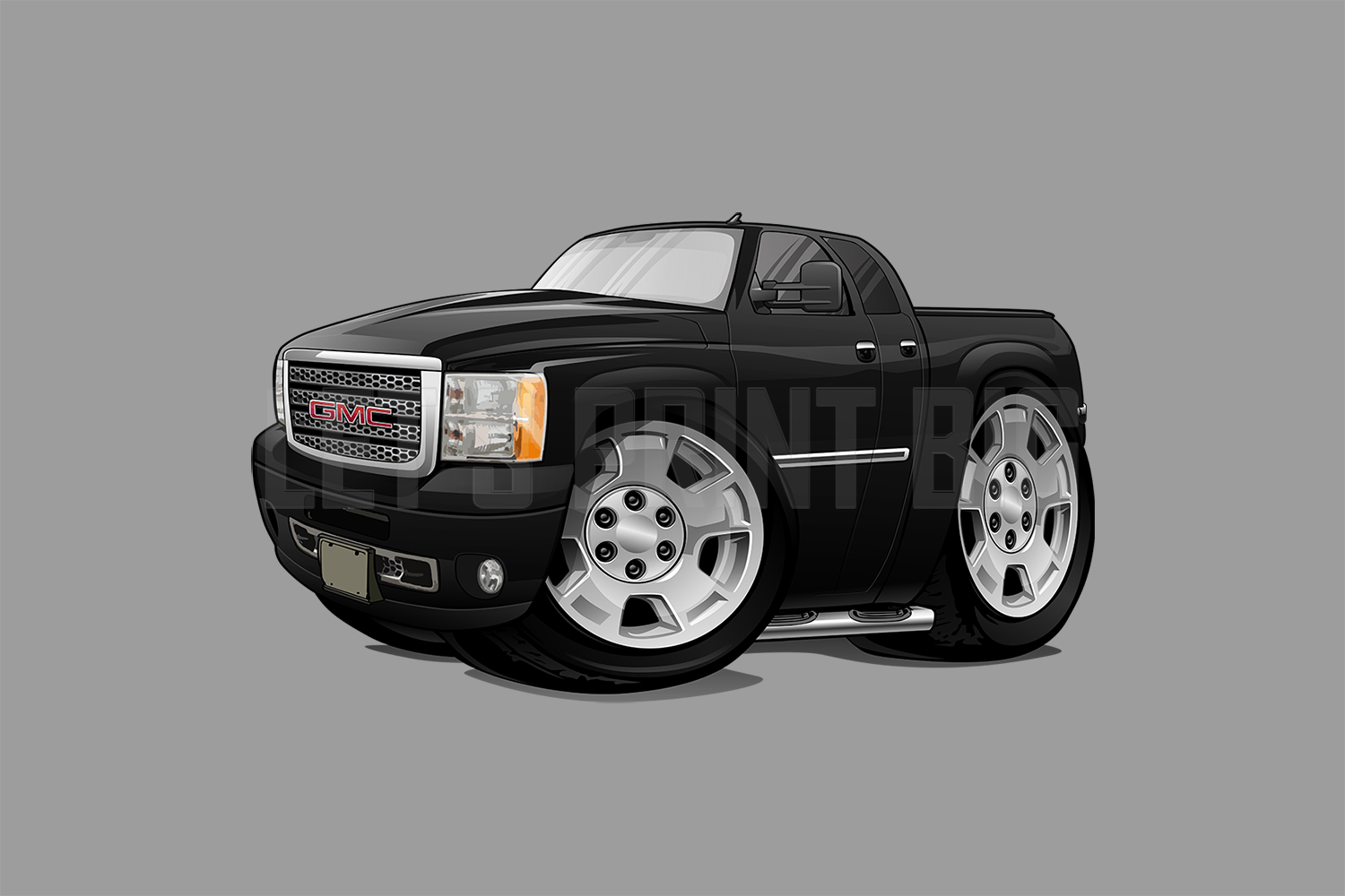 Car Art 2013 GMC DENALI HD Pickup Truck 4x4 Hot Rod Cartoon Wall Decal