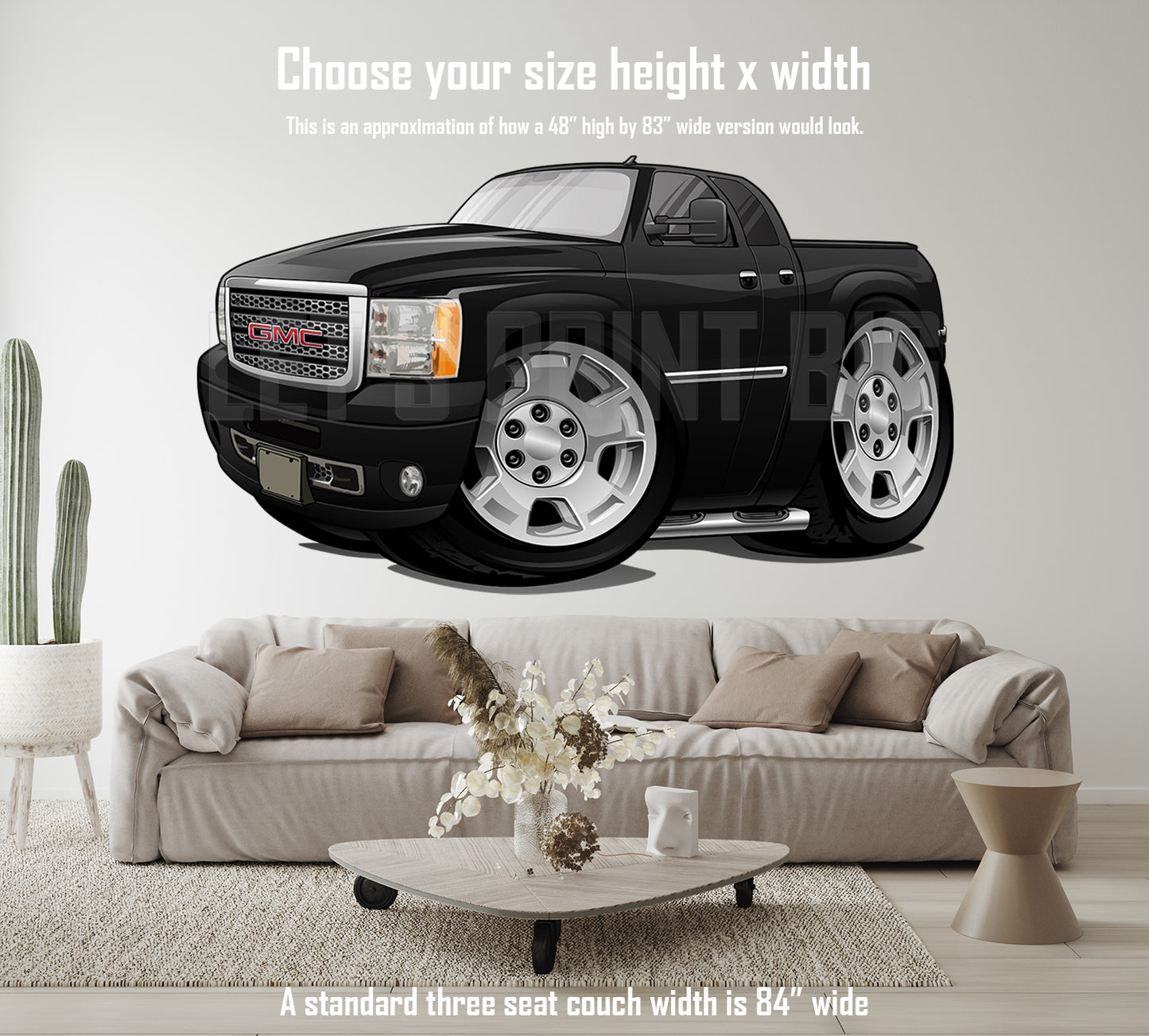 Car Art 2013 GMC DENALI HD Pickup Truck 4x4 Hot Rod Cartoon Wall Decal