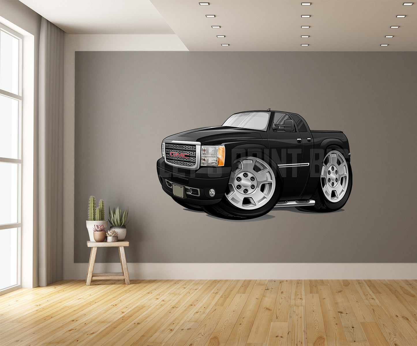 Car Art 2013 GMC DENALI HD Pickup Truck 4x4 Hot Rod Cartoon Wall Decal