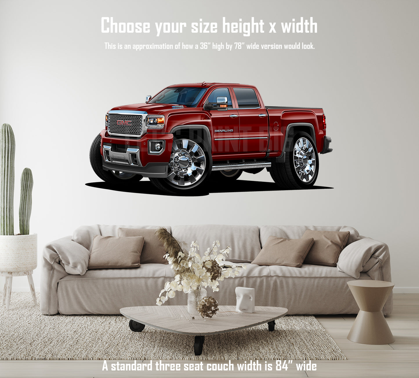 Car Art 2016 GMC Sierra 4x4 Pickup Truck Cartoon Wall Decal