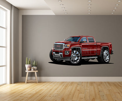 Car Art 2016 GMC Sierra 4x4 Pickup Truck Cartoon Wall Decal