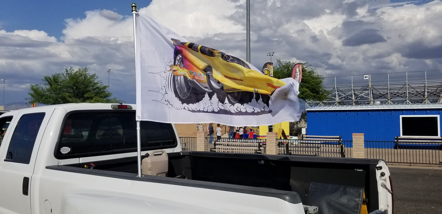Yellow Firebird Trans Am Dragster Sublimation Flag