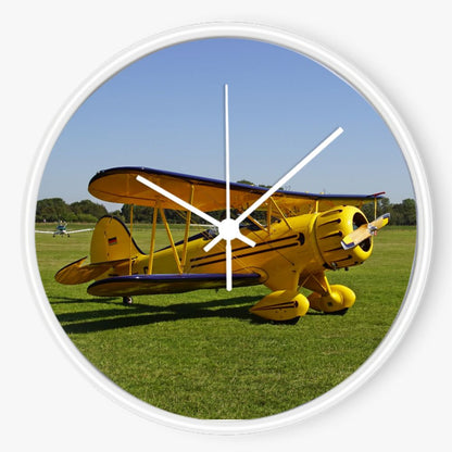 Yellow Waco Biplane 10 inch wall clock