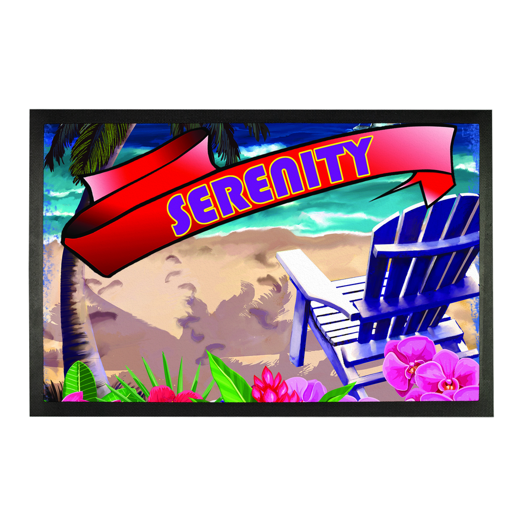 Serenity Beach Banner Design Sublimation Doormat