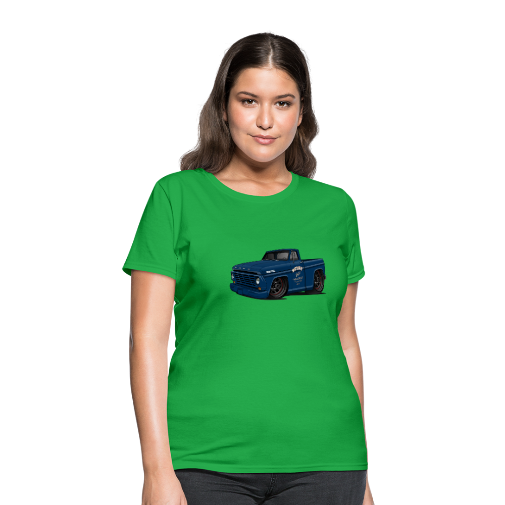1967 Blue Ford F-100 Women's T-Shirt - bright green