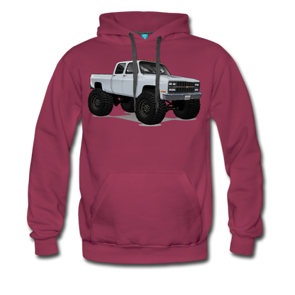 White Chevrolet 4x4 Crew Cab Pickup Truck Men’s Premium Hoodie - burgundy