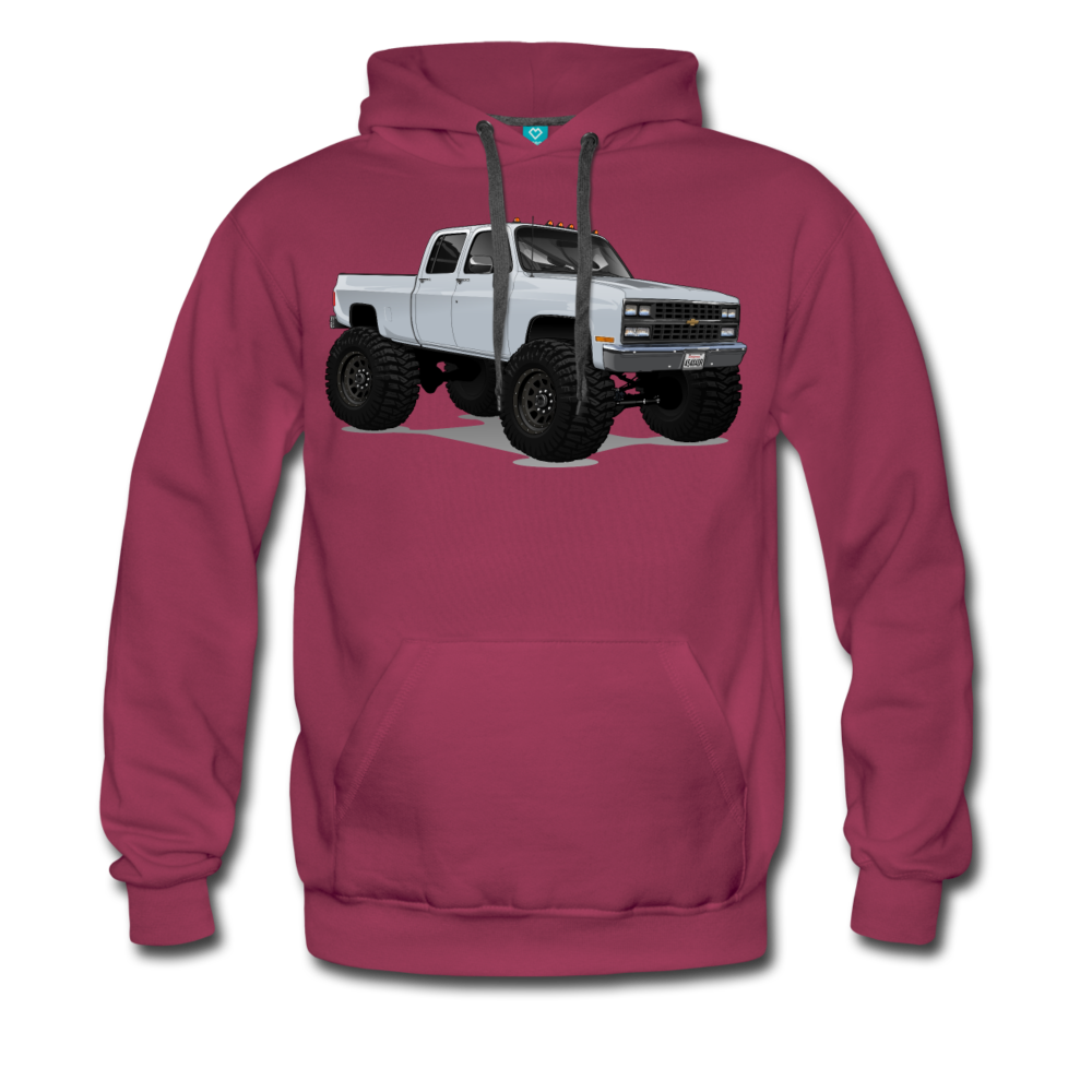 White Chevrolet 4x4 Crew Cab Pickup Truck Men’s Premium Hoodie - burgundy