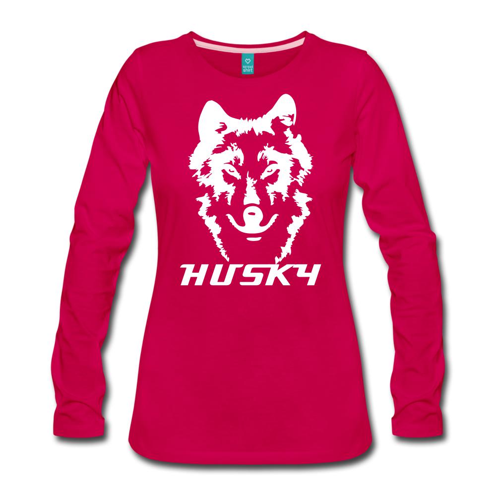 Siberian Husky Women's Premium Long Sleeve T-Shirt - dark pink
