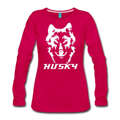 Siberian Husky Women's Premium Long Sleeve T-Shirt - dark pink