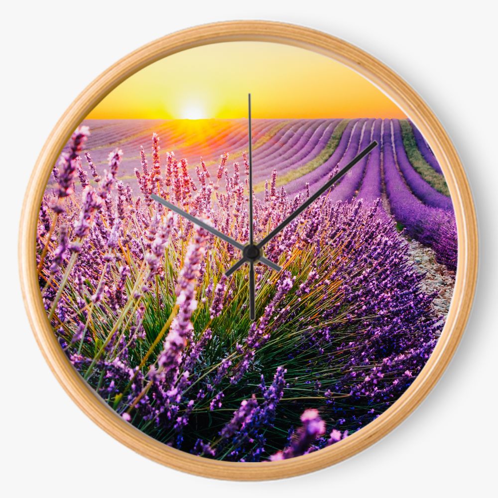 Lavender Field Sunset 10 inch wall clock
