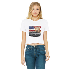 Convertible Mustang Route 66 Classic Women's Cropped Raw Edge T-Shirt