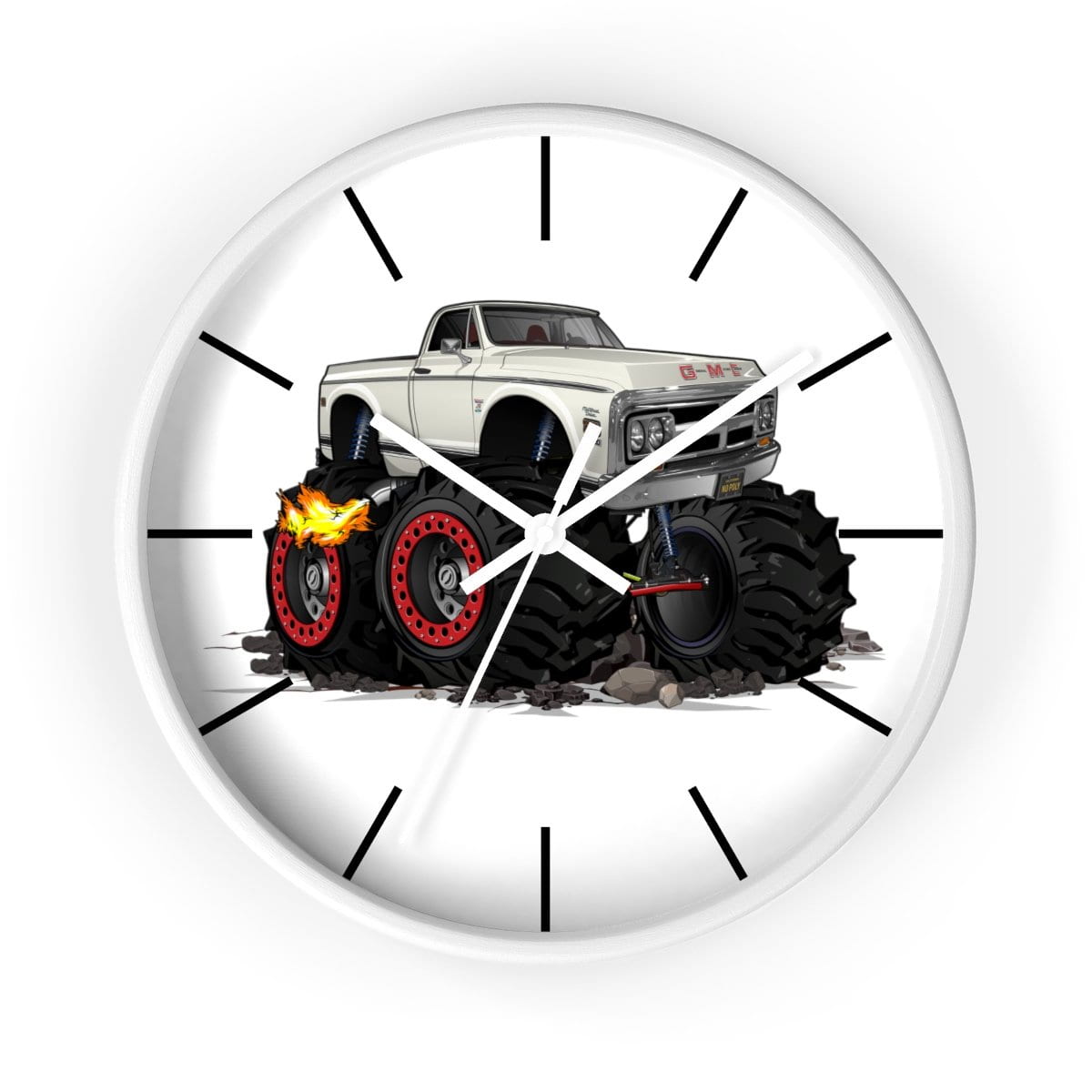 1972 GMC 4X4 Pickup Monster Truck with Rocks Car Art Wall clock
