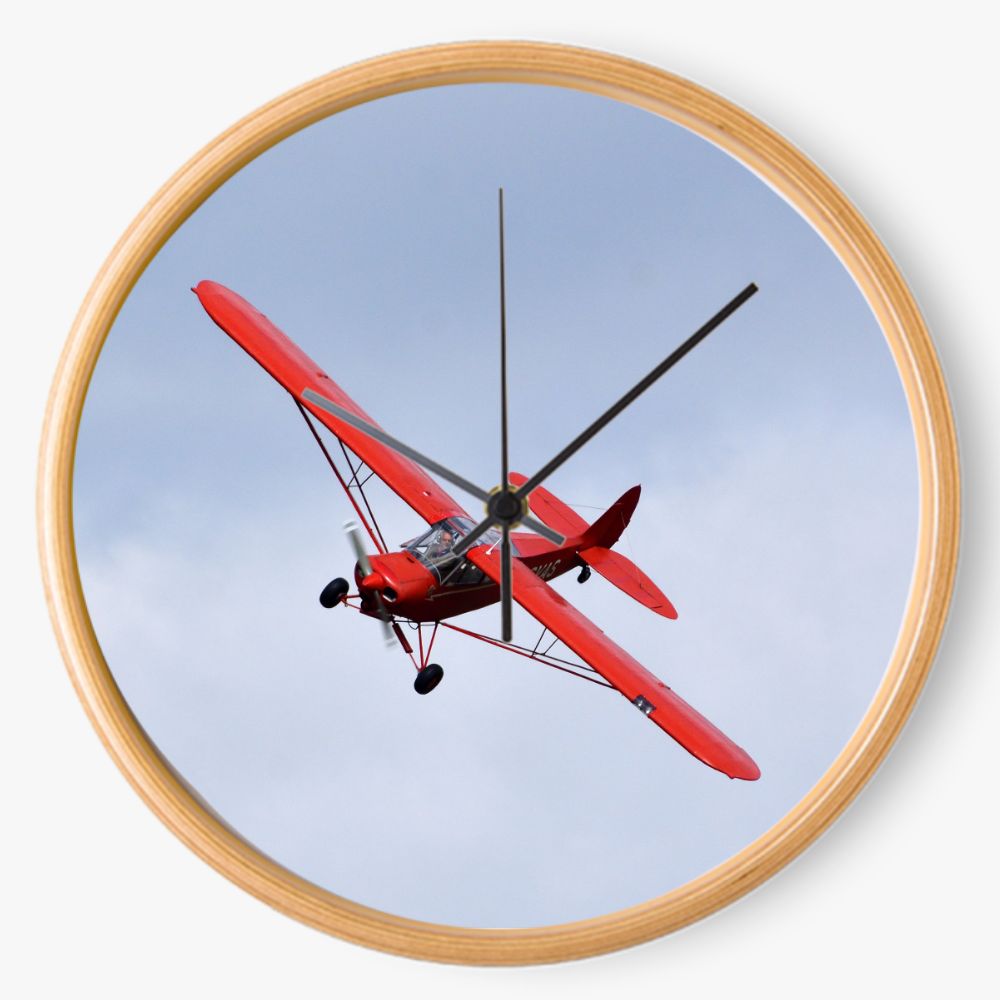 Red Piper Cub 10 inch wall clock