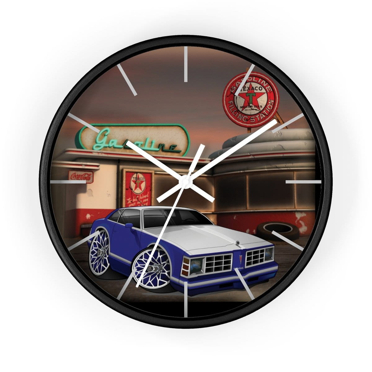 Pontiac Lemans gas station car art Wall clock