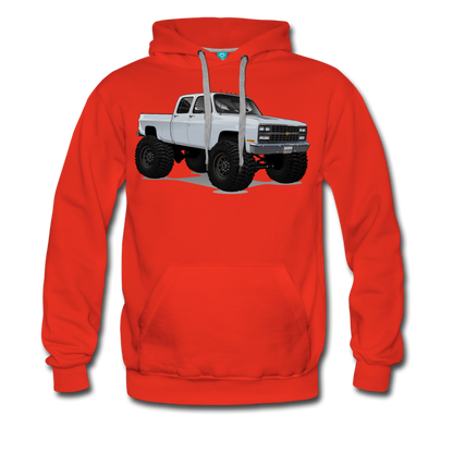 White Chevrolet 4x4 Crew Cab Pickup Truck Men’s Premium Hoodie - red
