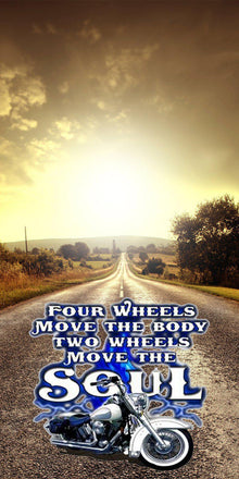 Two Wheels Move the Soul Motorcycle corn hole wrap