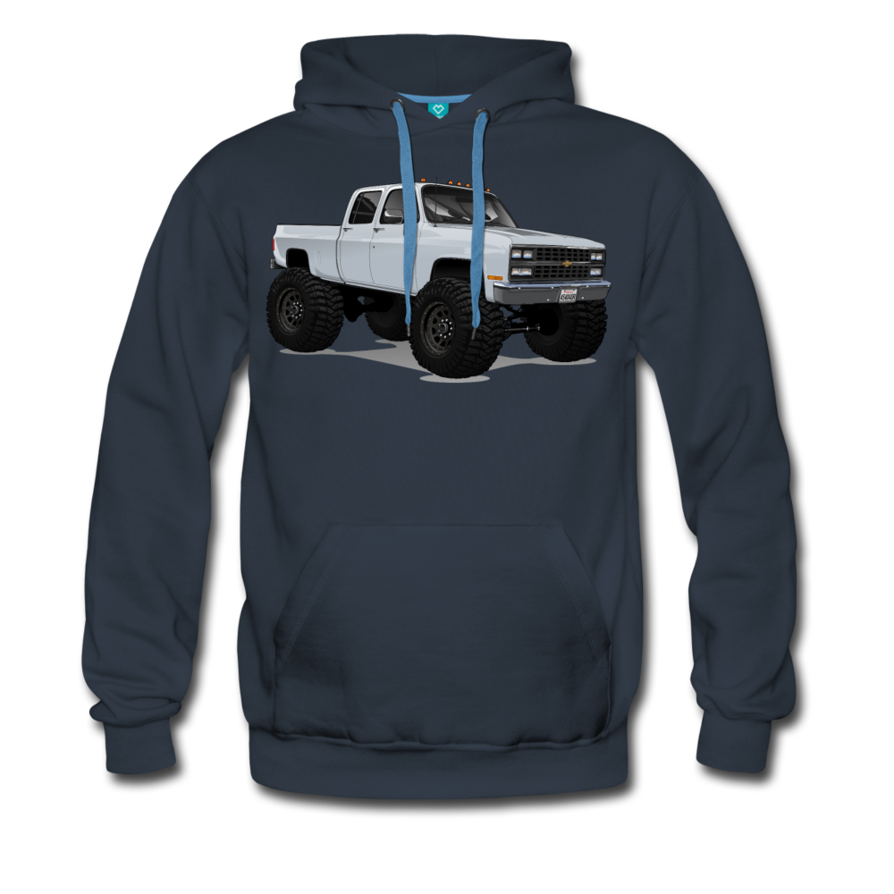 White Chevrolet 4x4 Crew Cab Pickup Truck Men’s Premium Hoodie - navy