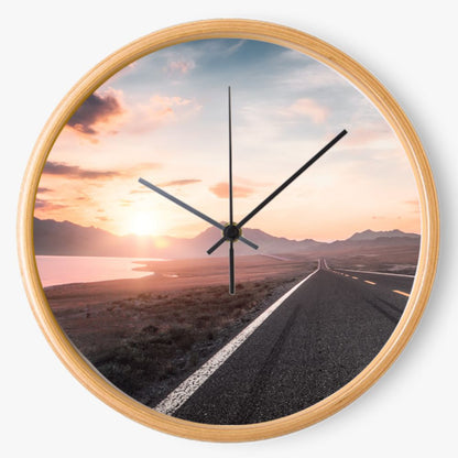 Lake and Road Sunset 10 inch wall clock