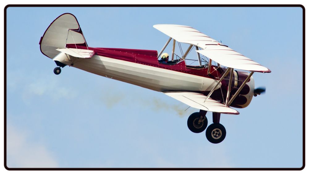 Red and White Stearman Biplane Desk Mat