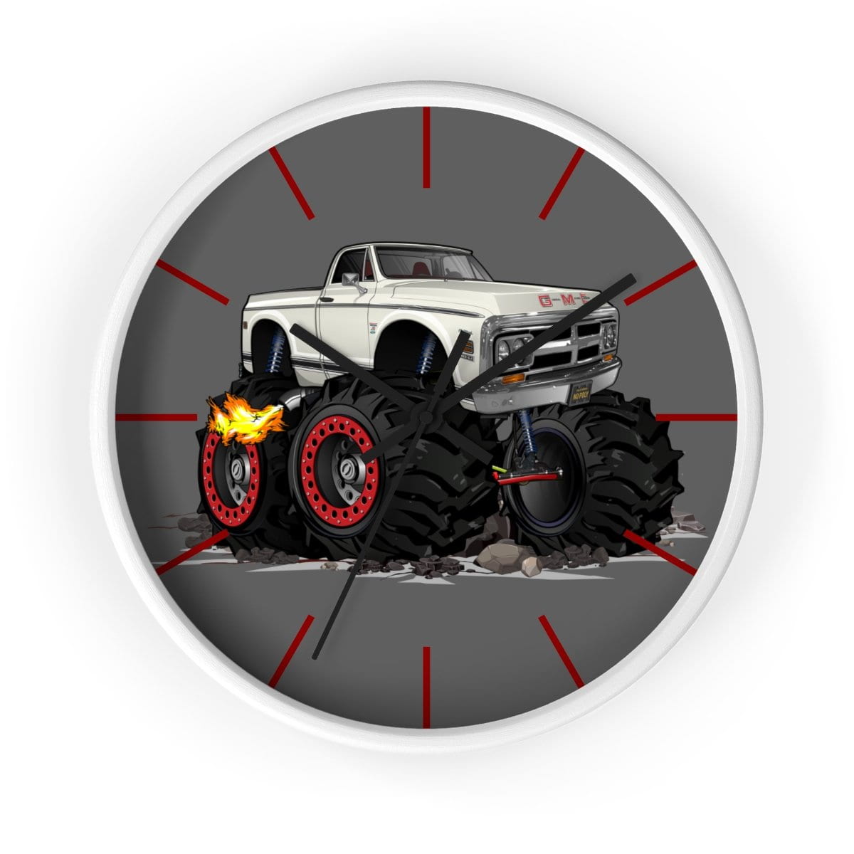 1972 GMC 4x4 Pickup Monster Truck with Rocks Car Art Wall clock