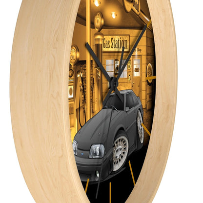 Fox Body Mustang Gas Station 3 Wall clock