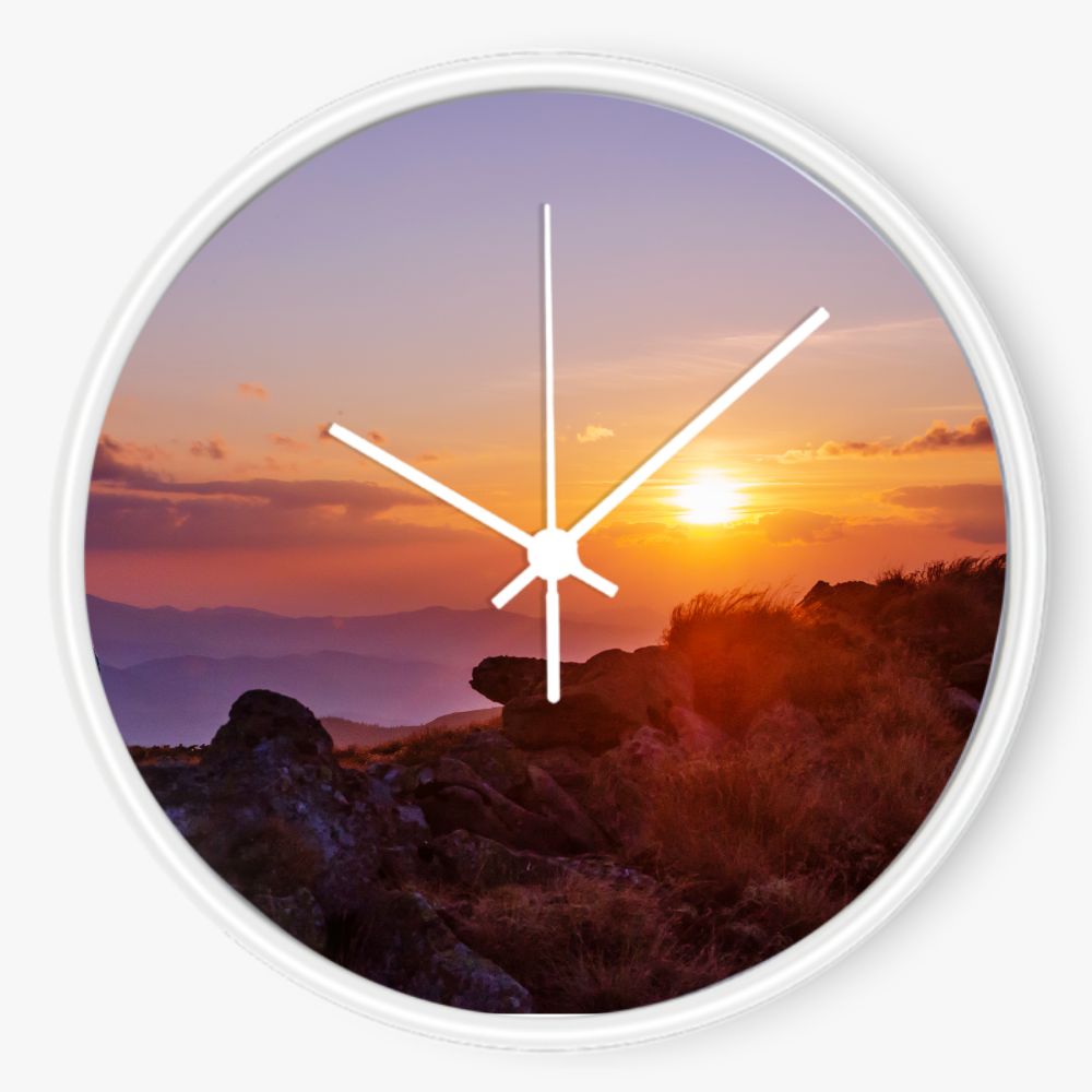 Sunset In the Mountains 10 inch wall clock