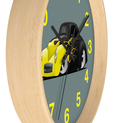 Yellow Flames Coupe Wall clock