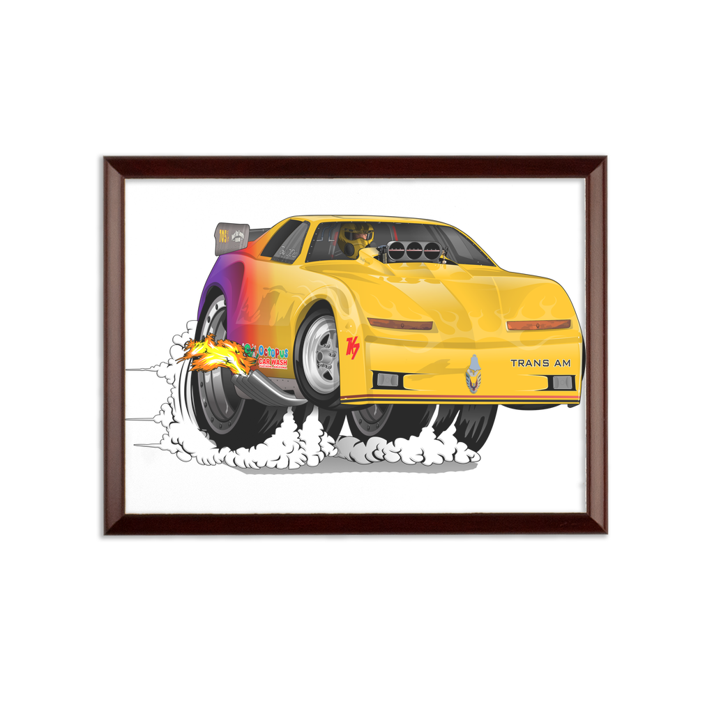 Yellow Firebird Trans Am Dragster Sublimation Wall Plaque