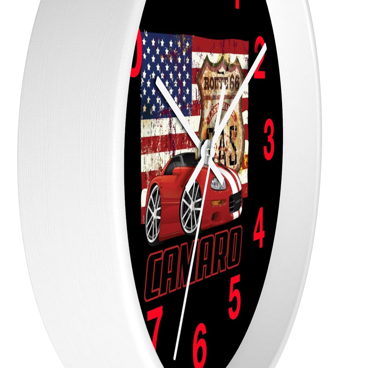 4th Generation Camaro Route 66 American Flag Wall clock