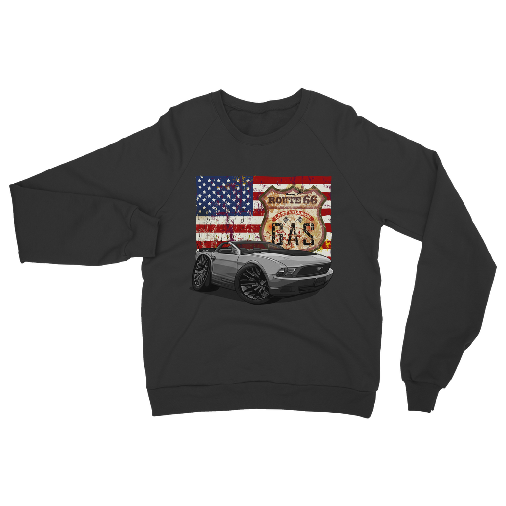 Convertible Mustang Route 66 Classic Adult Sweatshirt