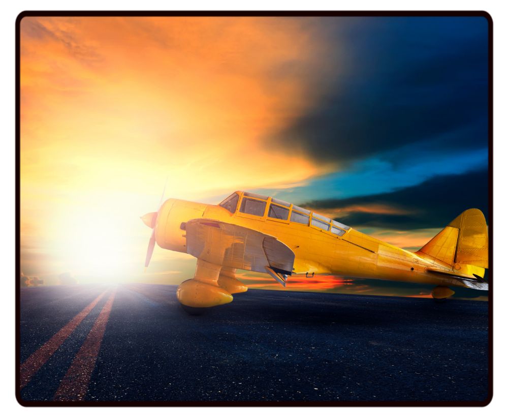Road Biplane Sunset Desk Mat