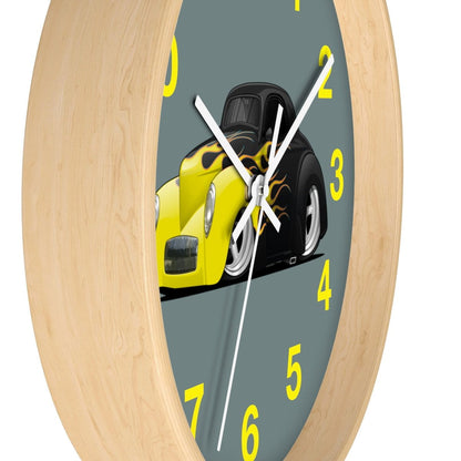 Yellow Flames Coupe Wall clock