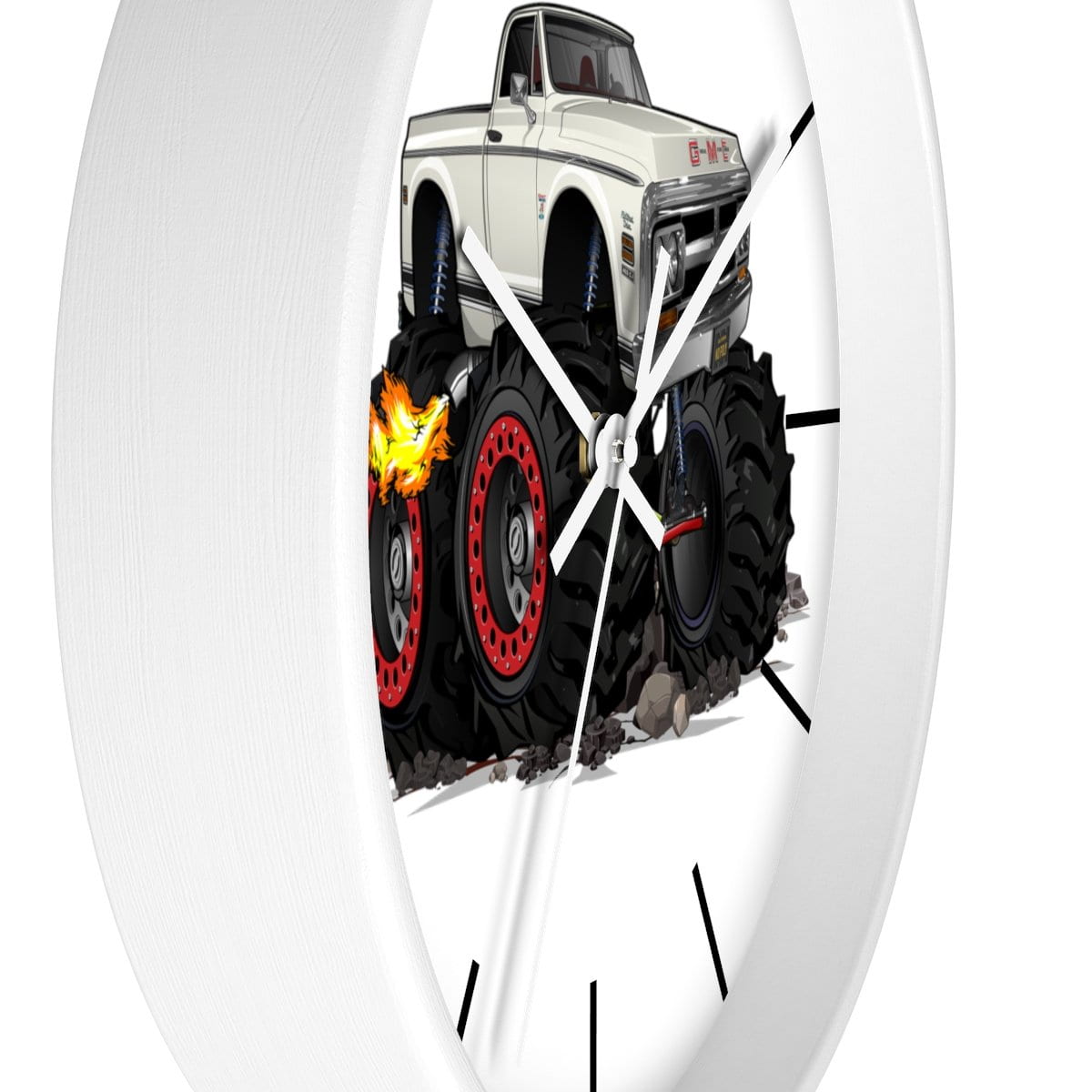 1972 GMC 4X4 Pickup Monster Truck with Rocks Car Art Wall clock