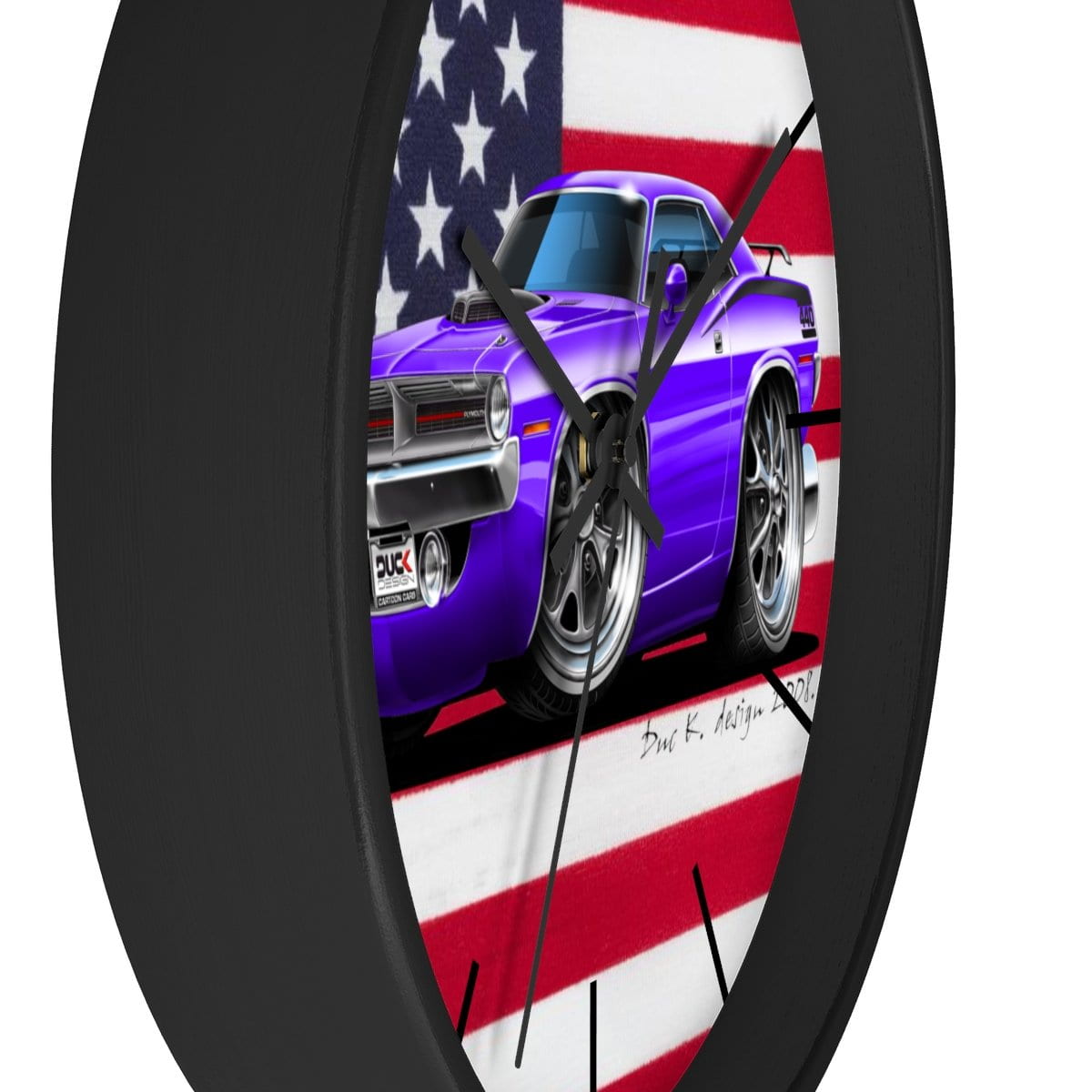 1970 Plymouth Cuda American Flag Wall clock
