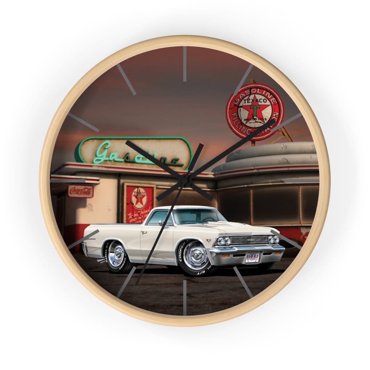 1966 El Camino Diner Car Art Wall clock