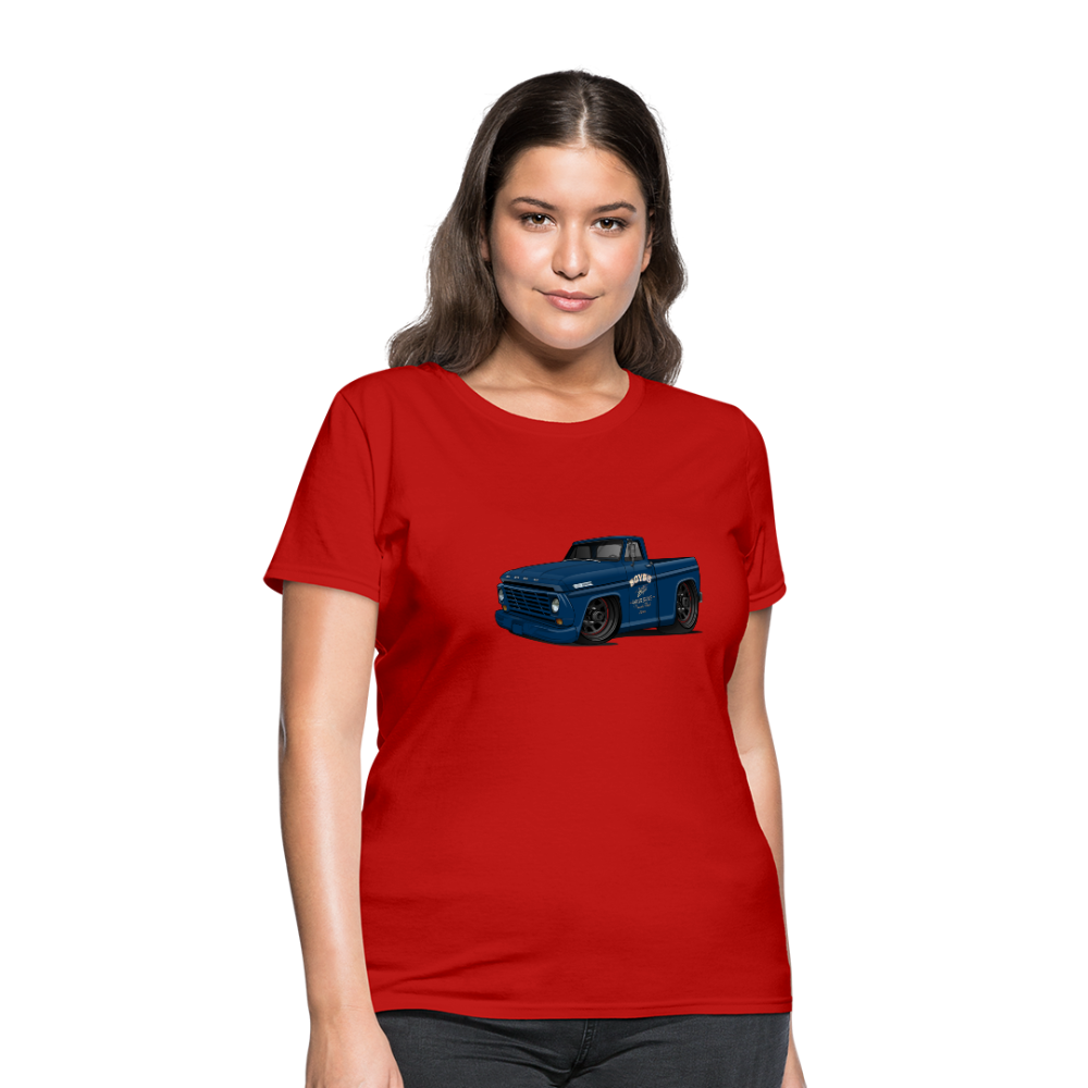 1967 Blue Ford F-100 Women's T-Shirt - red