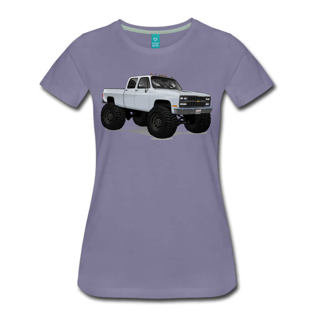 White Chevrolet 4x4 Crew Cab Pickup Truck Women’s Premium T-Shirt - washed violet