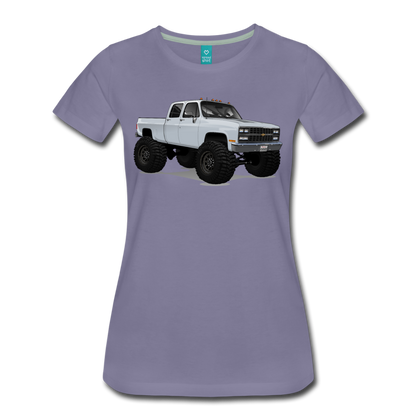 White Chevrolet 4x4 Crew Cab Pickup Truck Women’s Premium T-Shirt - washed violet