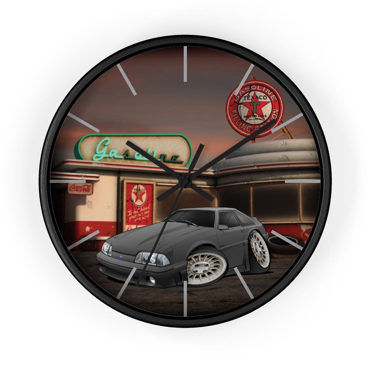 Fox Body Mustang Gas Station Wall clock