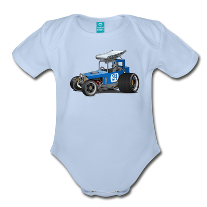 Blue Race Car Super Modified Car Art Organic Short Sleeve Baby Bodysuit - sky