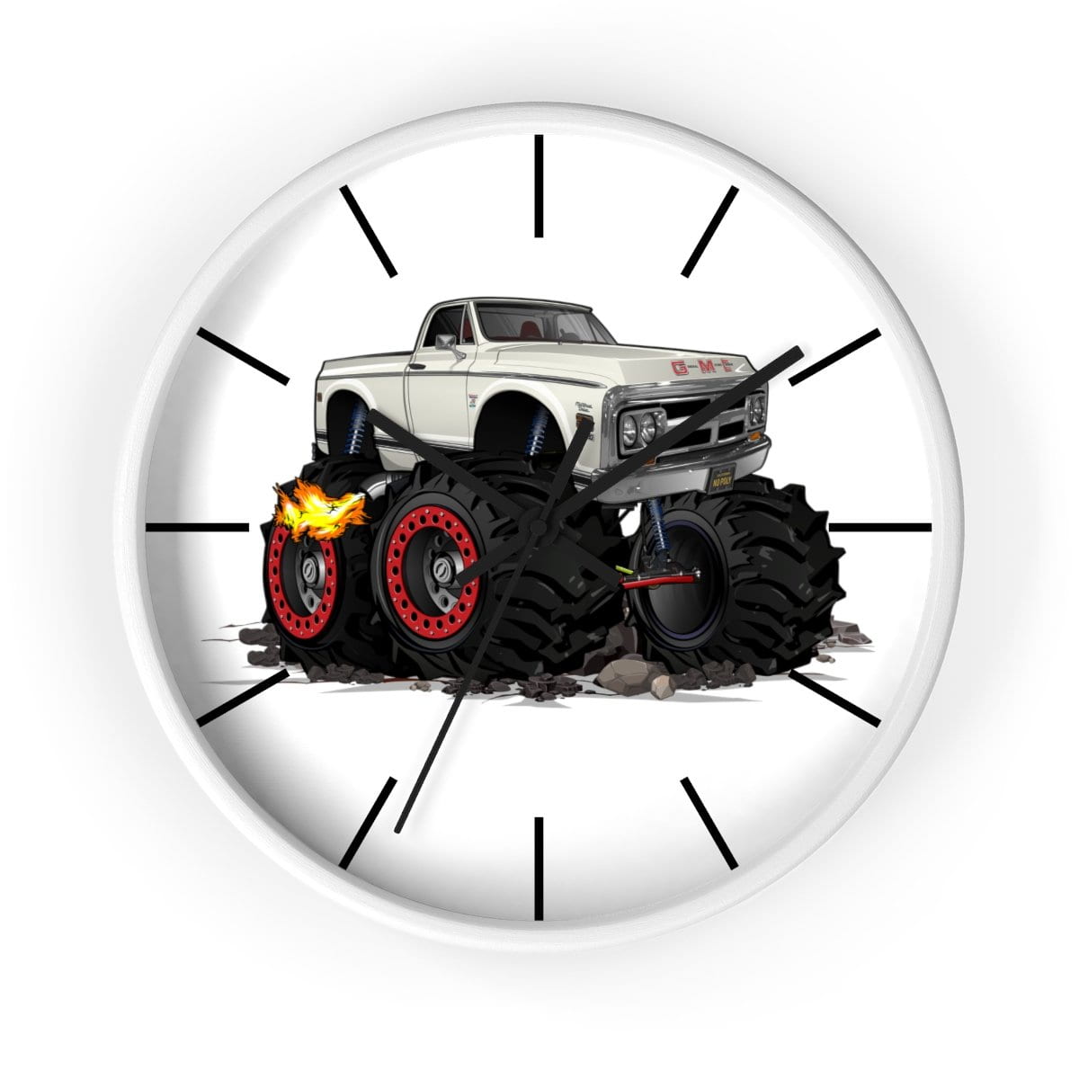 1972 GMC 4X4 Pickup Monster Truck with Rocks Car Art Wall clock