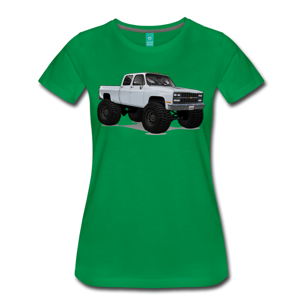 White Chevrolet 4x4 Crew Cab Pickup Truck Women’s Premium T-Shirt - kelly green