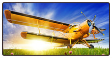 Yellow Biplane Sunset Desk Mat